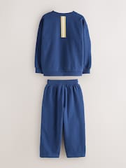 Baker by Ted Baker Blue Baker by Ted Baker Oversized Sweatshirt and Wide Leg Joggers Set - Image 9 of 14