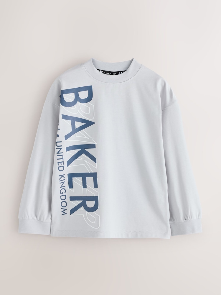 Baker by Ted Baker Blue/Grey/Pink 3 Pack Long Sleeve Graphic T-Shirts - Image 2 of 8