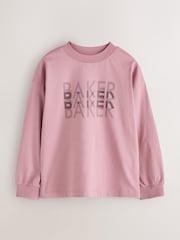 Baker by Ted Baker Blue/Grey/Pink 3 Pack Long Sleeve Graphic T-Shirts - Image 4 of 8