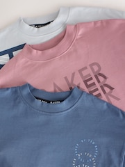 Baker by Ted Baker Blue/Grey/Pink 3 Pack Long Sleeve Graphic T-Shirts - Image 7 of 8