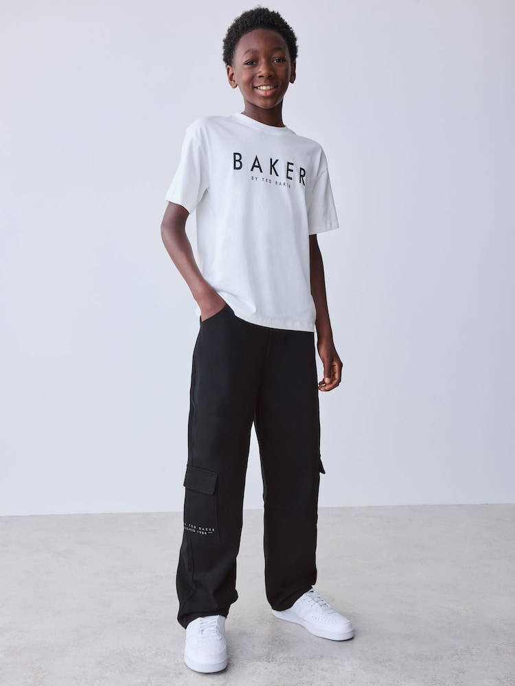 Baker by Ted Baker Black Straight Leg Cargo Trousers - Image 2 of 11
