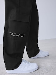 Baker by Ted Baker Black Straight Leg Cargo Trousers - Image 4 of 11