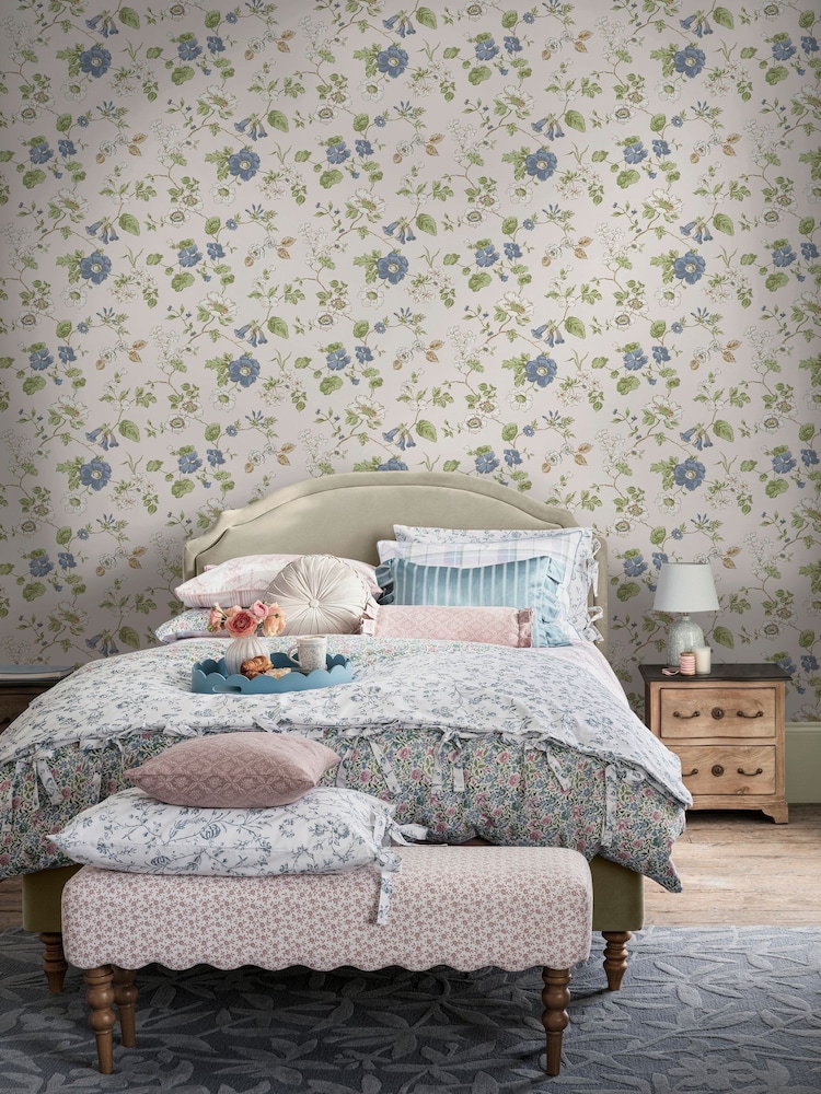 Laura Ashley Chalk Blue Pennywell Grove 10M Wallpaper - Image 1 of 4 Laura Ashley Chalk Blue Pennywell Grove 10M Wallpaper - Image 1 of 4