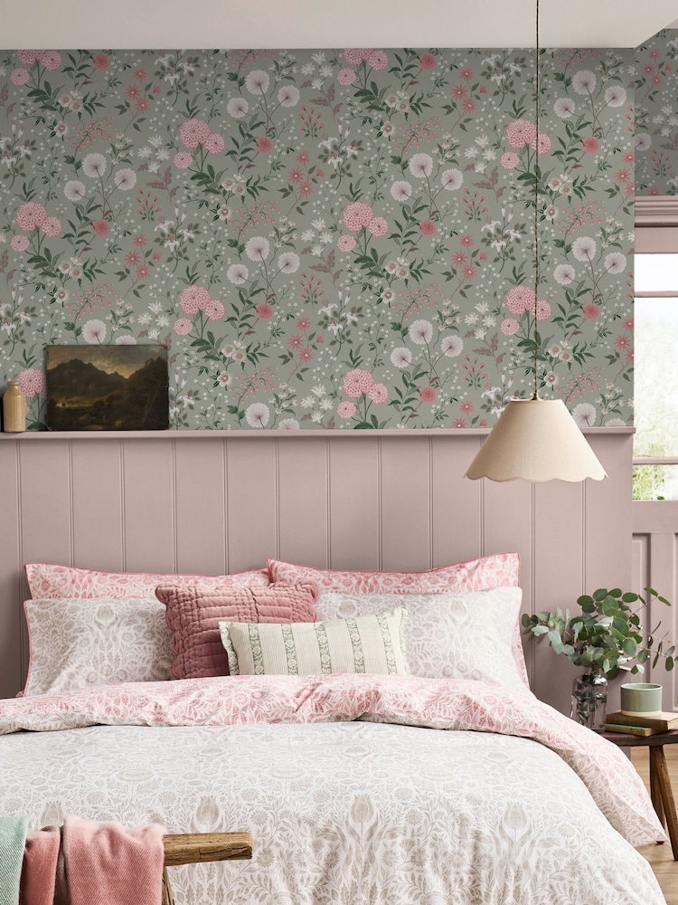 Laura Ashley Pistachio Otterham Garden 10M Wallpaper - Image 1 of 4