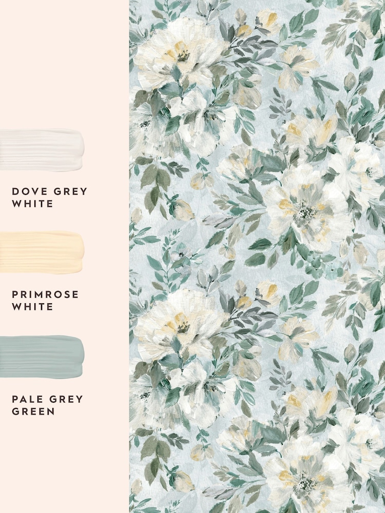 Laura Ashley Pale Teal Elowen Peony 10M Wallpaper - Image 4 of 4