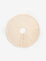 Natural Shimmer Fluffy Faux Fur Tree Skirt - Image 2 of 4