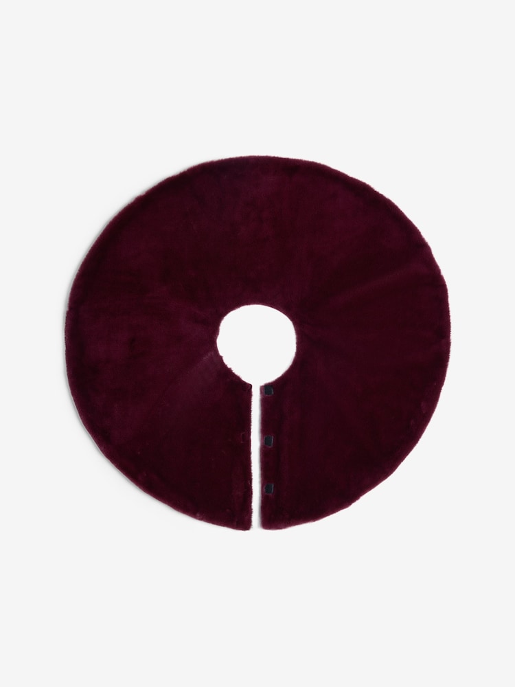 Burgundy Red Faux Fur Tree Skirt - Image 1 of 3 Burgundy Red Faux Fur Tree Skirt - Image 1 of 3