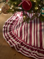 Red Stripe Frill Edge Tree Skirt - Image 2 of 5