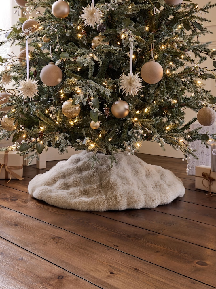 Aspen Textured Faux Fur Tree Skirt - Imagen 1 de 4