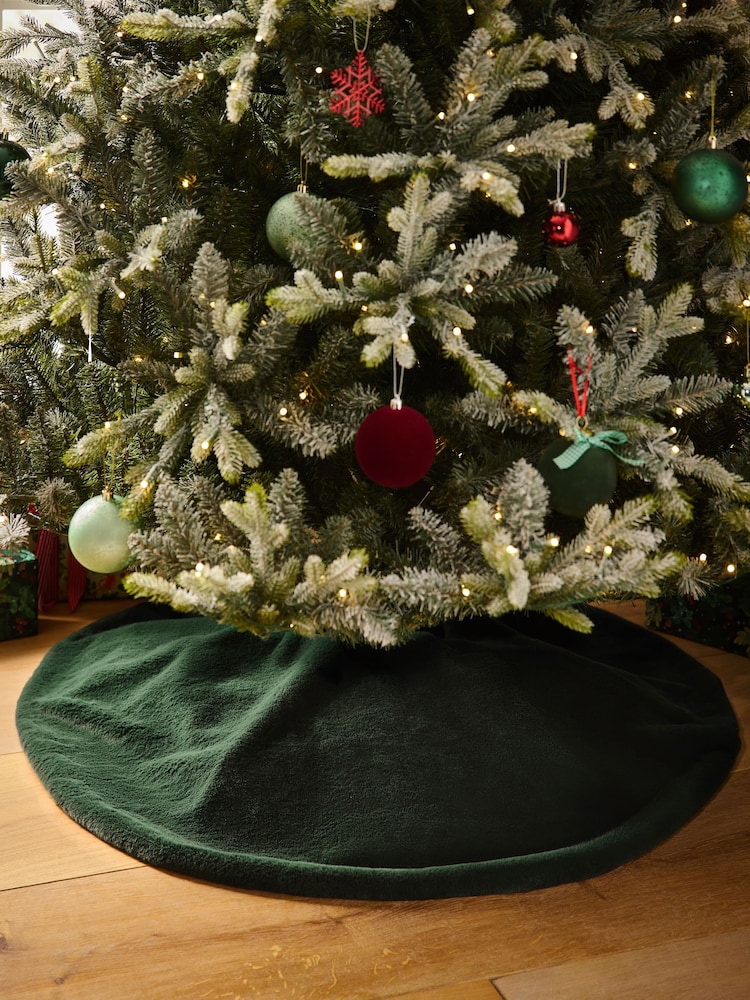 Green Faux Fur Tree Skirt - Image 1 of 4 Green Faux Fur Tree Skirt - Image 1 of 4