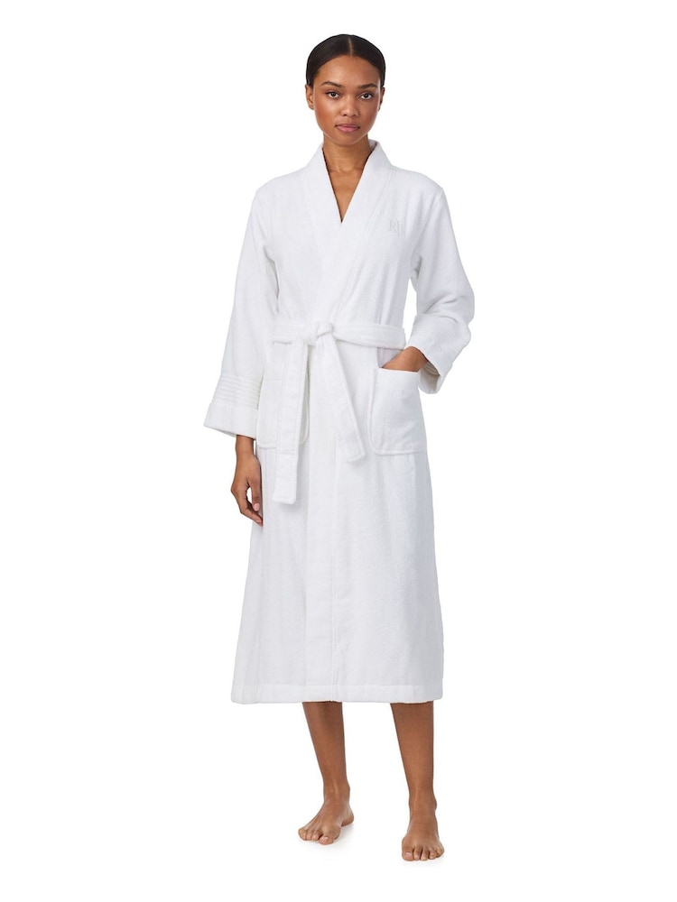 Lauren Ralph Lauren White Cotton Terry Long Greenwich Robe - Image 1 of 3