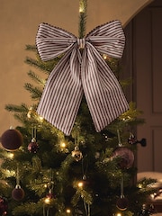 Chocolate Brown Scallop Edge  Bow Tree Topper - Image 1 of 3