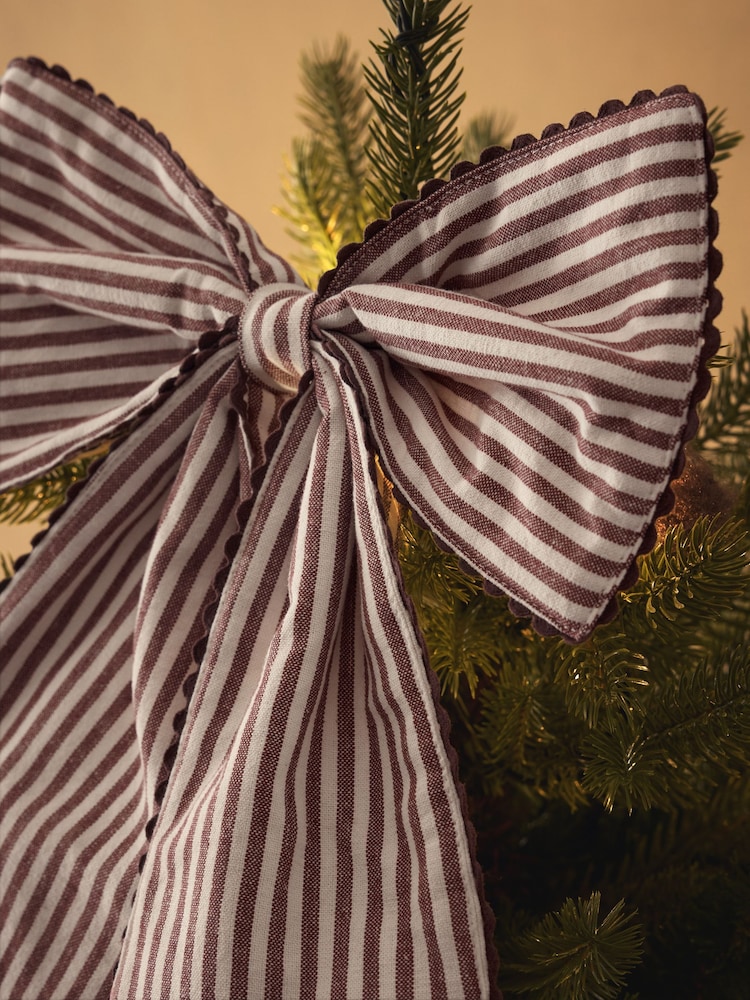Chocolate Brown Scallop Edge  Bow Tree Topper - Image 2 of 3