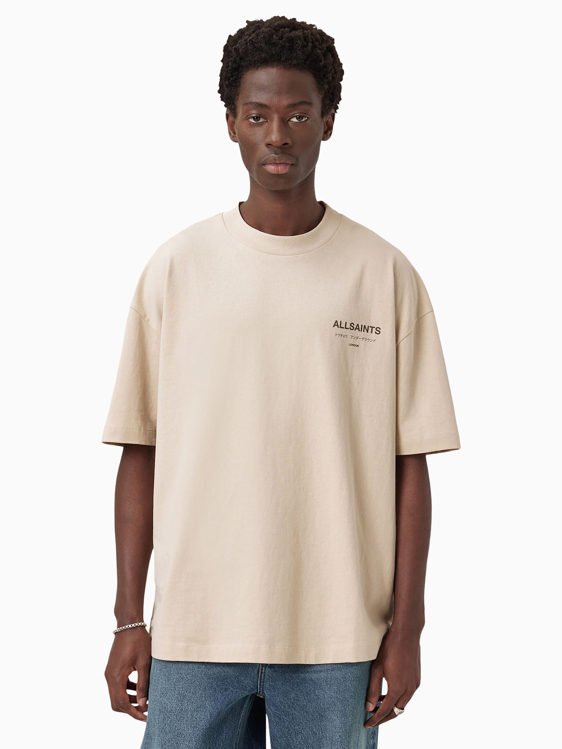 Buy AllSaints Brown Underground Short Sleeve Crew Neck T-Shirt