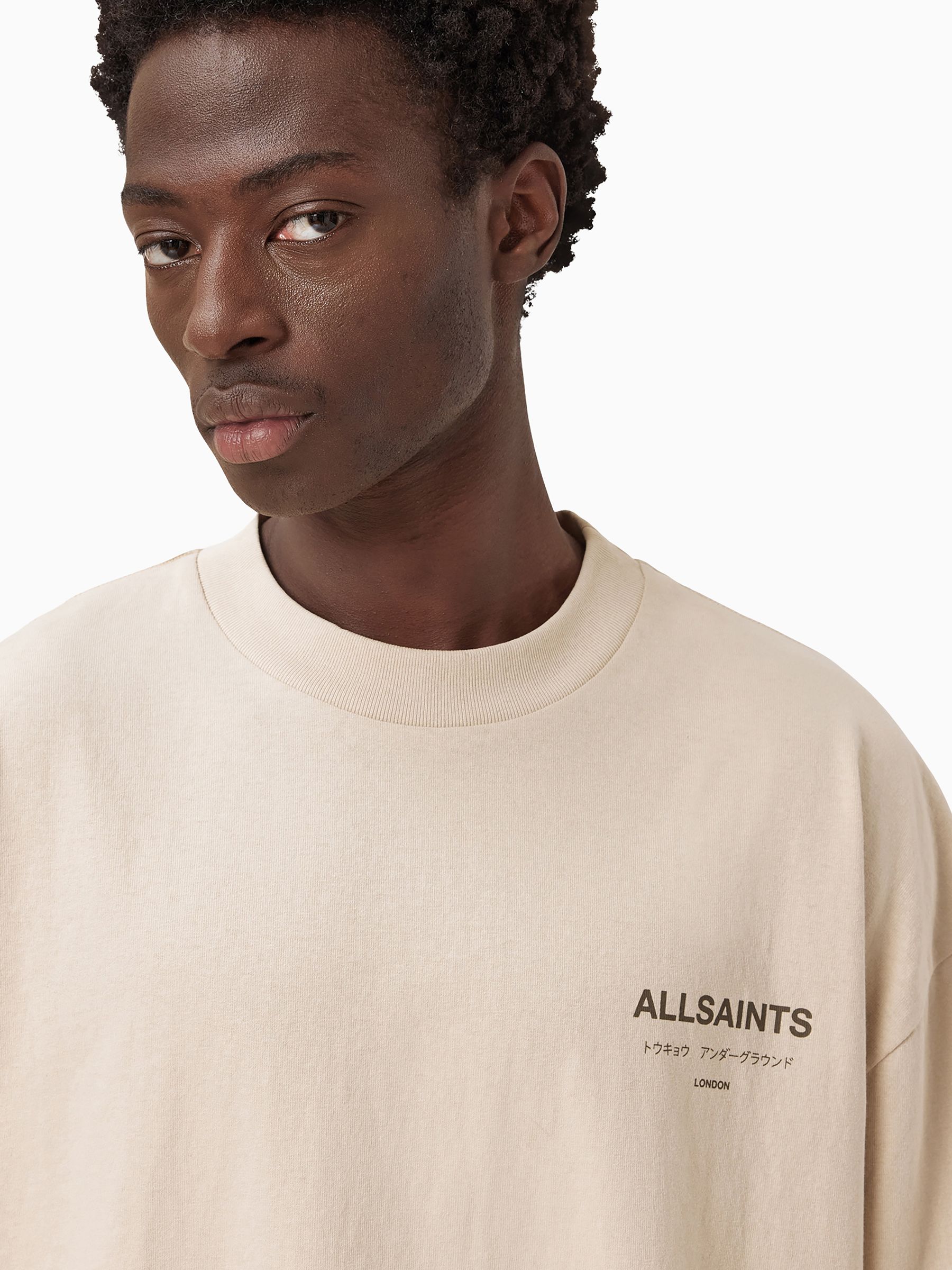 Buy AllSaints Brown Underground Short Sleeve Crew Neck T-Shirt