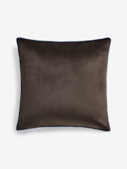 Blue/Brown 59 x 59cm Matte Velvet Contrast Pipe Cushion - Image 1 of 2