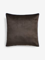 Blue/Brown 59 x 59cm Matte Velvet Contrast Pipe Cushion - Image 2 of 2