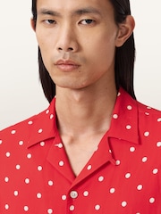 AllSaints Red Mini Polka Long Sleeve Shirt - Image 6 of 8