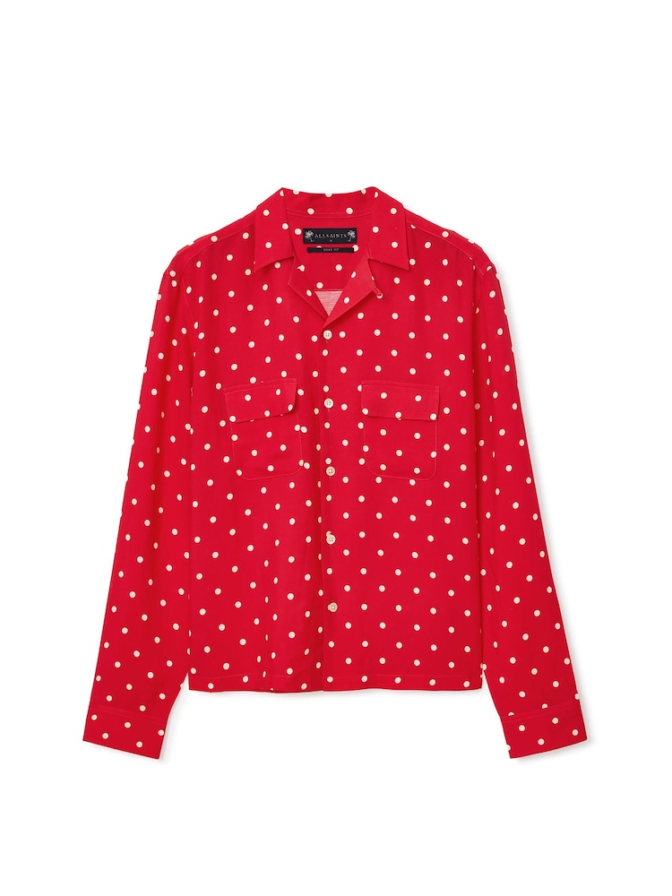 AllSaints Red Mini Polka Long Sleeve Shirt - Image 8 of 8 AllSaints Red Mini Polka Long Sleeve Shirt - Image 8 of 8