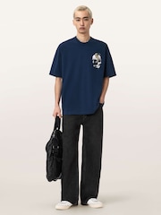AllSaints Blue Snakehead Short Sleeve Crew Neck T-Shirt - Image 6 of 8