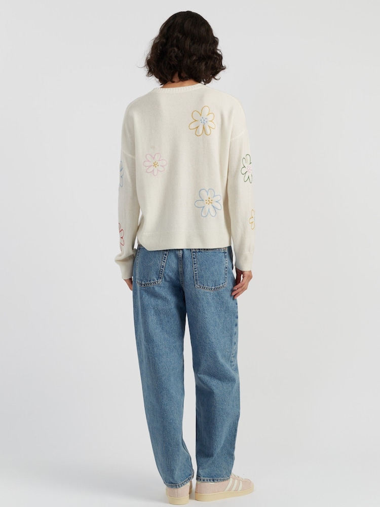 Chinti & Parker Cream Wool Cashmere Garden Flowers Jumper - Image 2 of 5