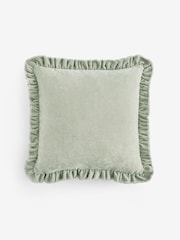 Sage Green 50 X 50cm Distressed Ruffle Edge Cushion - Image 3 of 4