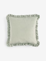 Sage Green 50 X 50cm Distressed Ruffle Edge Cushion - Image 4 of 4