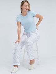 Boux Avenue Blue Floral Pointelle Pyjamas Set - Image 3 of 7