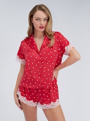 Boux Avenue Red Amelia Satin Short Pyjamas Set - Image 1 of 5