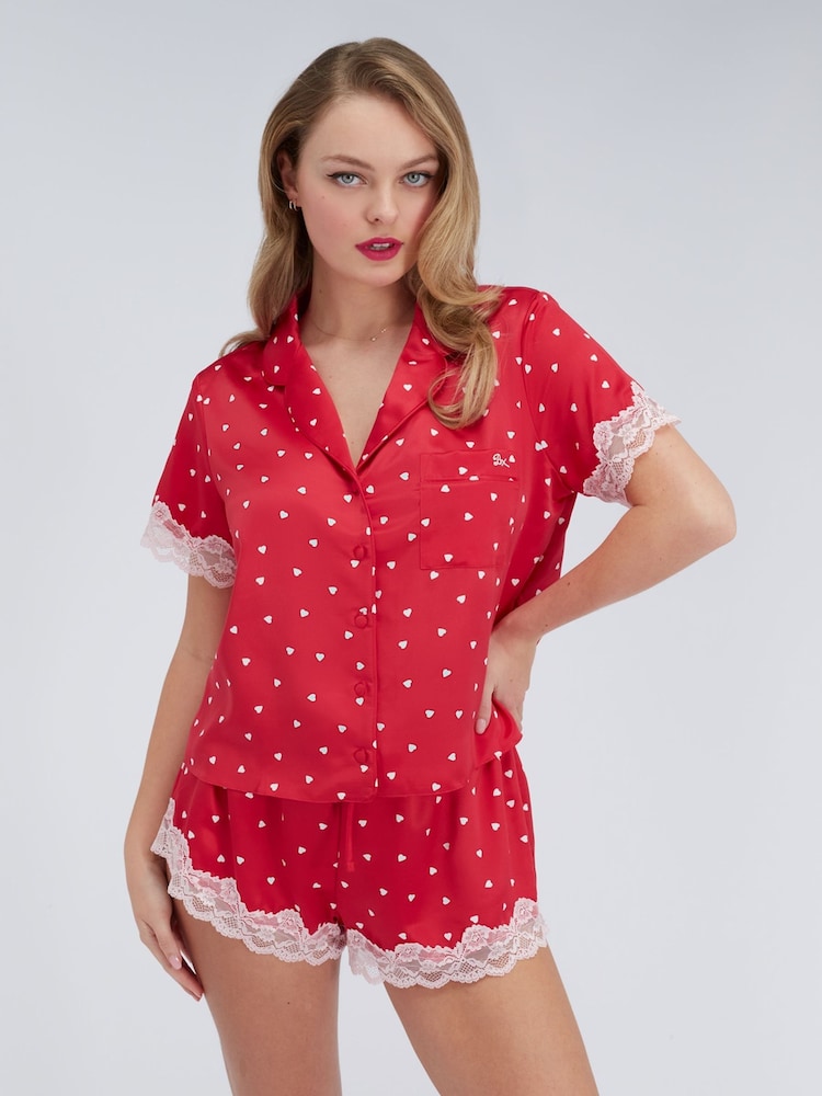Boux Avenue Red Amelia Satin Short Pyjamas Set - Image 1 of 5