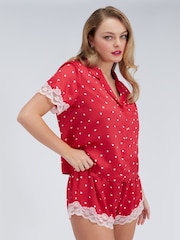 Boux Avenue Red Amelia Satin Short Pyjamas Set - Image 2 of 5
