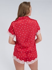 Boux Avenue Red Amelia Satin Short Pyjamas Set - Image 3 of 5