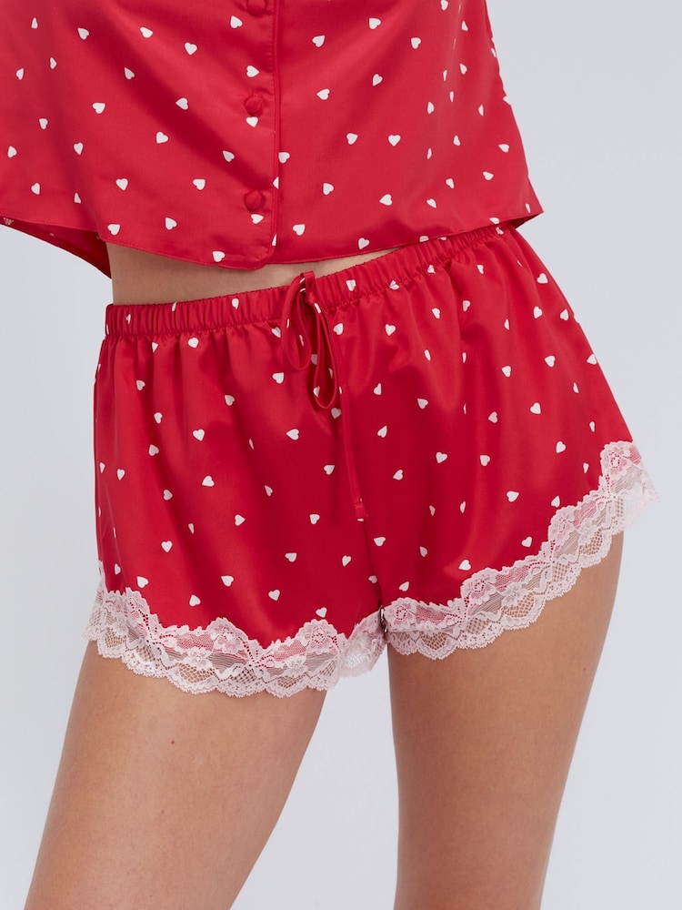 Boux Avenue Red Amelia Satin Short Pyjamas Set - Image 5 of 5