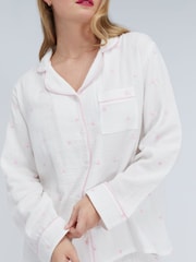 Boux Avenue White Heart Embroidered Cotton Pyjamas Set - Image 3 of 10