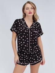 Boux Avenue Black Heart Modal Short Pyjamas Set - Image 1 of 6