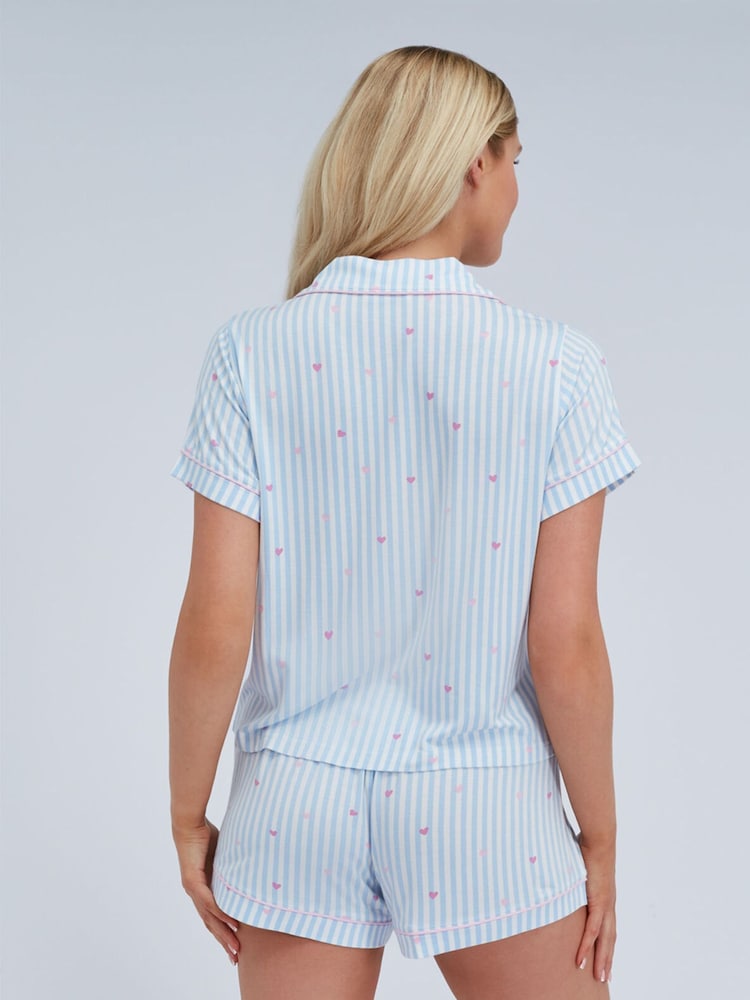 Boux Avenue Blue Heart Stripe Modal Short Pyjamas Set - Image 2 of 6