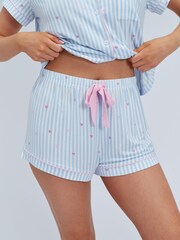 Boux Avenue Blue Heart Stripe Modal Short Pyjamas Set - Image 6 of 6