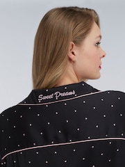 Boux Avenue Black Heart Oversized Satin Pyjamas Set - Image 5 of 6