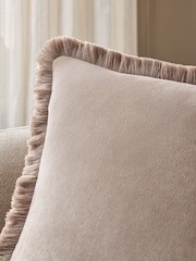 Stone 45 x 45cm Soft Velour Fringe Cushion - Image 3 of 5
