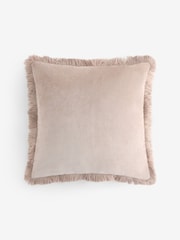 Stone 45 x 45cm Soft Velour Fringe Cushion - Image 4 of 5