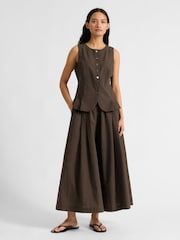 Albaray Chocolate Brown Gingham Waistcoat - Image 3 of 5