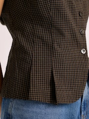 Albaray Chocolate Brown Gingham Waistcoat - Image 4 of 5
