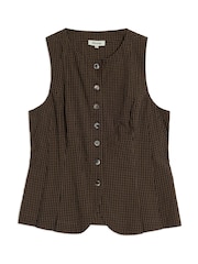 Albaray Chocolate Brown Gingham Waistcoat - Image 5 of 5
