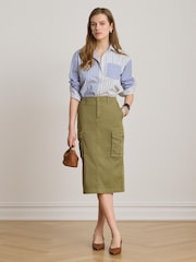 Lauren Ralph Lauren Blue Mixed Stripe Patch Pocket Slim Fit Shirt - Image 4 of 5