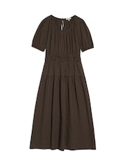 Albaray Chocolate Gingham Midi Brown Dress - Image 4 of 4