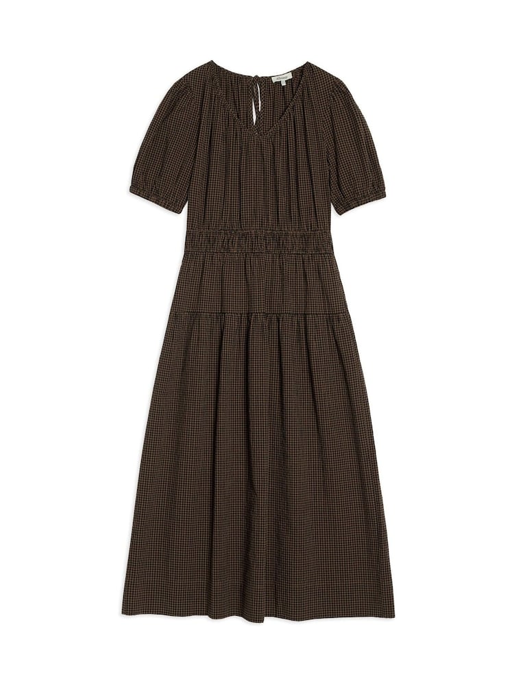 Albaray Chocolate Gingham Midi Brown Dress - Image 4 of 4