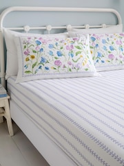 Dreams & Drapes Lilac Sweetpea Floral Cotton 28cm Fitted Bed Sheet - Image 1 of 3