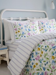 Dreams & Drapes Lilac Sweetpea Floral Cotton 28cm Fitted Bed Sheet - Image 3 of 3