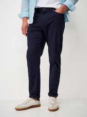 Crew Clothing Blue Brushed Twill Slim-Fit Trousers - Image 1 of 5