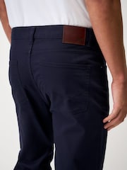 Crew Clothing Blue Brushed Twill Slim-Fit Trousers - Image 4 of 5